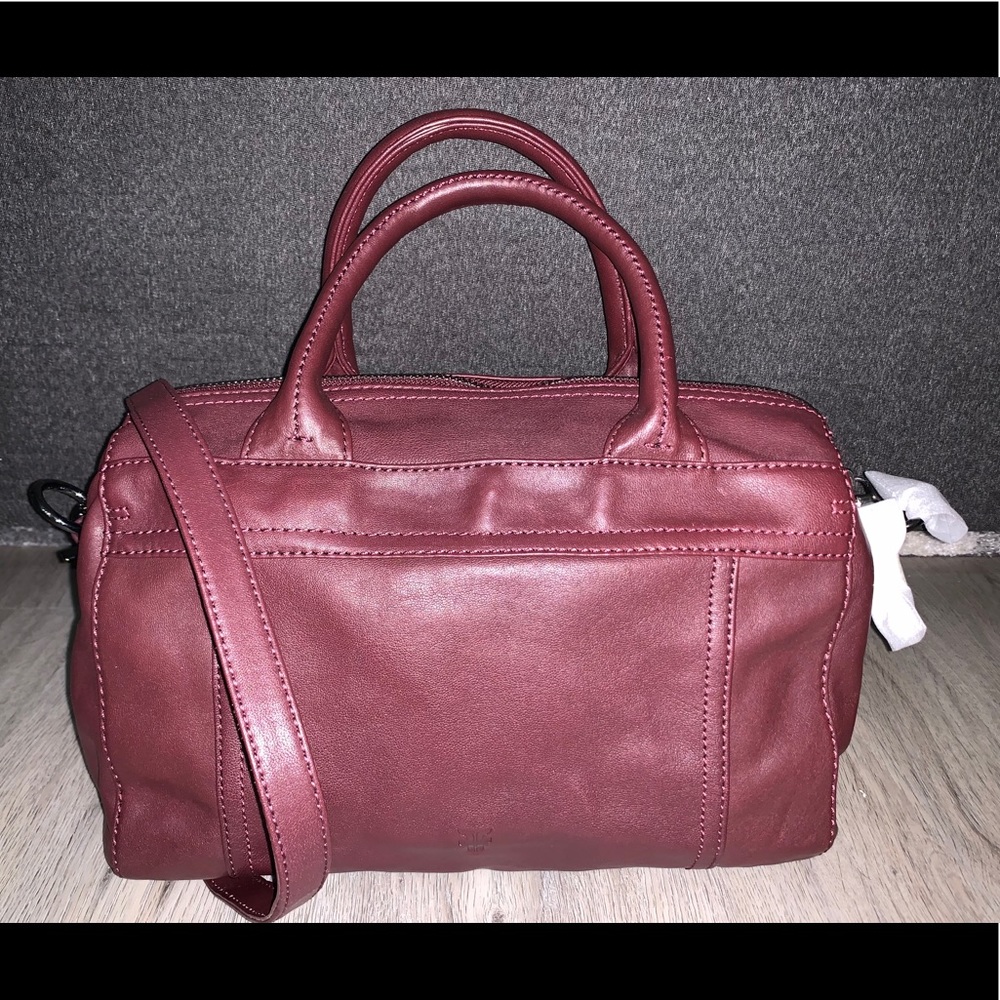 Frye Burgundy Lena Zip Leather Satchel